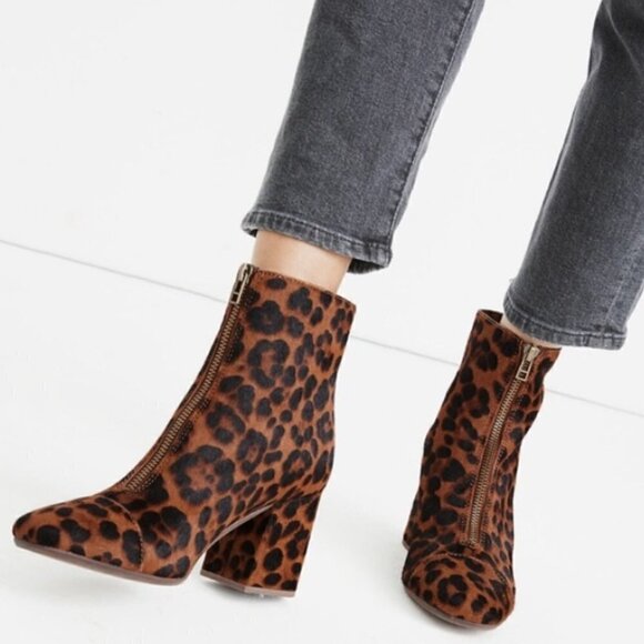 Madewell The Amalia Leopard Print Calf Hair Booties - Picture 1 of 13